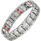 Feraco Mens Magnetic Bracelet Titanium Steel Magnetic Bracelet with Double Row 4 Elements Magnets (Silver)