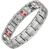 Feraco Mens Magnetic Bracelet Titanium Steel Magnetic Bracelet with Double Row 4 Elements Magnets (Silver) - Silver
