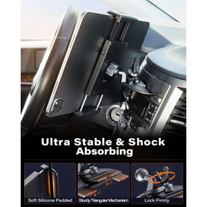 APPS2Car for Sturdy iPad Holder for Car CD Slot Tablet Mount, 2-in-1 Universal 4.7-11" Holder for iPad Pro 11 Air Mini, iPhone, Galaxy Z Fold, Adjustable 360° Rotation, Road Trip Essentials