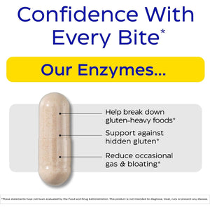 Enzymedica GlutenEase Extra Strength, Advanced Gluten Digestive Enzymes for Women and Men, Fast-Acting Formula for Bloating Relief & Digestive Health, 30 Capsules