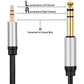 3.5 mm to 6.35 mm Audio Cable 10Ft, Gold-Plated Terminal Silver Color Zinc Alloy Housing 3.5mm 1/8" Male TRS to 6.35mm 1/4" Male TRS Nylon Braided Stereo Audio Cable for CellPhone, Amplifiers(10Ft/3M)