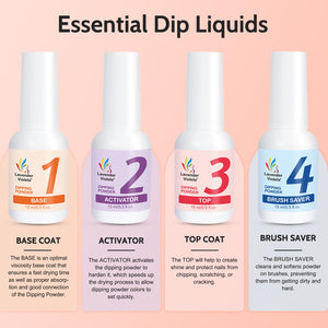 Lavender Violets Dip Powder Liquid Set with Activator, Base Top Coat and Brush Saver 0.5oz/Bot Nail File Necessary Tools for Dipping Powder Acrylic Manicure Pedicure J775