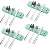 4 Piece Travel Utensils Camping utensils Travel Silverware Set with Case Fork and Spoon Set Office Stainless Steel Reusable Trip Cutlery Set Easy to journey Lightweight Lunch Box for Men - B-Blue Box 16-Piece