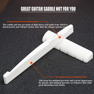 6 String Acoustic Guitar Bone Bridge Saddle and Nut Real Bone Parts for Acoustic Guitar Replacement
