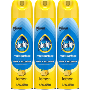 Pledge Dust & Allergen Multisurface Cleaner, Aerosol Spray, Lemon Scent, 9.7oz (Pack of 3)