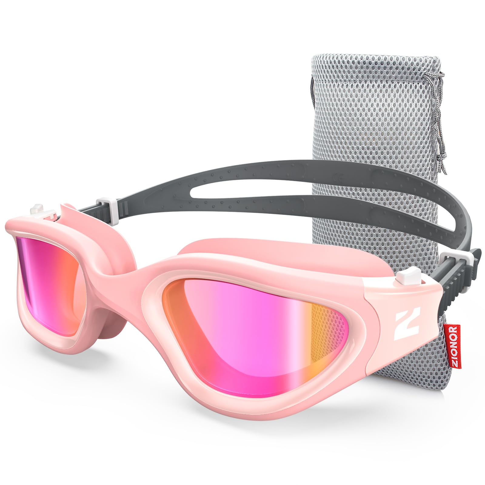 Buy now ZIONOR Swim Goggles, G1 SE Swimming Goggles Anti-Fog for Adult Men Women One Size A9-clearrevopurple Lens Pink Frame at indiglob india