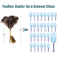 Feather Duster, Feather Dusters for Cleaning Ddzmz Fluffy Natural Genuine Ostrich Feathers with Wooden Handle Reusable Handheld Ostrich Feather Duster Cleaning Supplies, Gray and Brown(Length 16")
