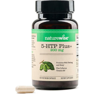NatureWise 5-HTP 200mg Supplement from Griffonia Seeds with Cofactor Vitamin B6 - Mood Support and Natural Sleep Aid for Adults - Delayed-Release, Vegan - 30 Count[1-Month Supply]