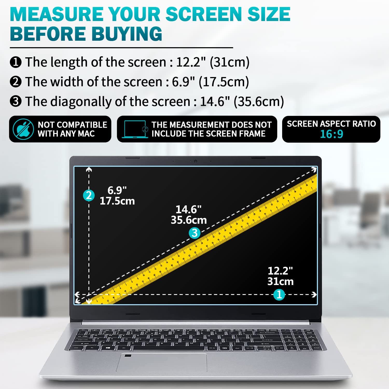 Buy now F FORITO 2-Pack 15.6 Inch Anti Blue Light Laptop Screen Protector, Eye Protection Anti Glare Matte Computer Screen Cover for 15.6" Laptop with 16:9 Aspect Ratio, Reduce Eye Strain and Touch Sensitive at indiglob india