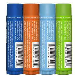 Dr. Bronner's - Organic Lip Balm Variety Peppermint, Orange Ginger, Naked, Lemon Lime) - Made with Organic Beeswax and Avocado Oil, For Dry Lips, Hands, Chin or Cheeks, 0.15 Ounce (Pack of 4)