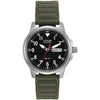 Citizen Men's Eco-Drive Weekender Garrison Field Watch in Stainless Steel with Olive Nylon Strap, Black Dial (Model: BM8180-03E) - Stainless Steel/ Green Strap