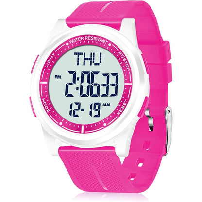 Beeasy Digital Watch Waterproof with Stopwatch Alarm Countdown Dual Time, Ultra-Thin Super Wide-Angle Display Digital Wrist Watches for Men Women