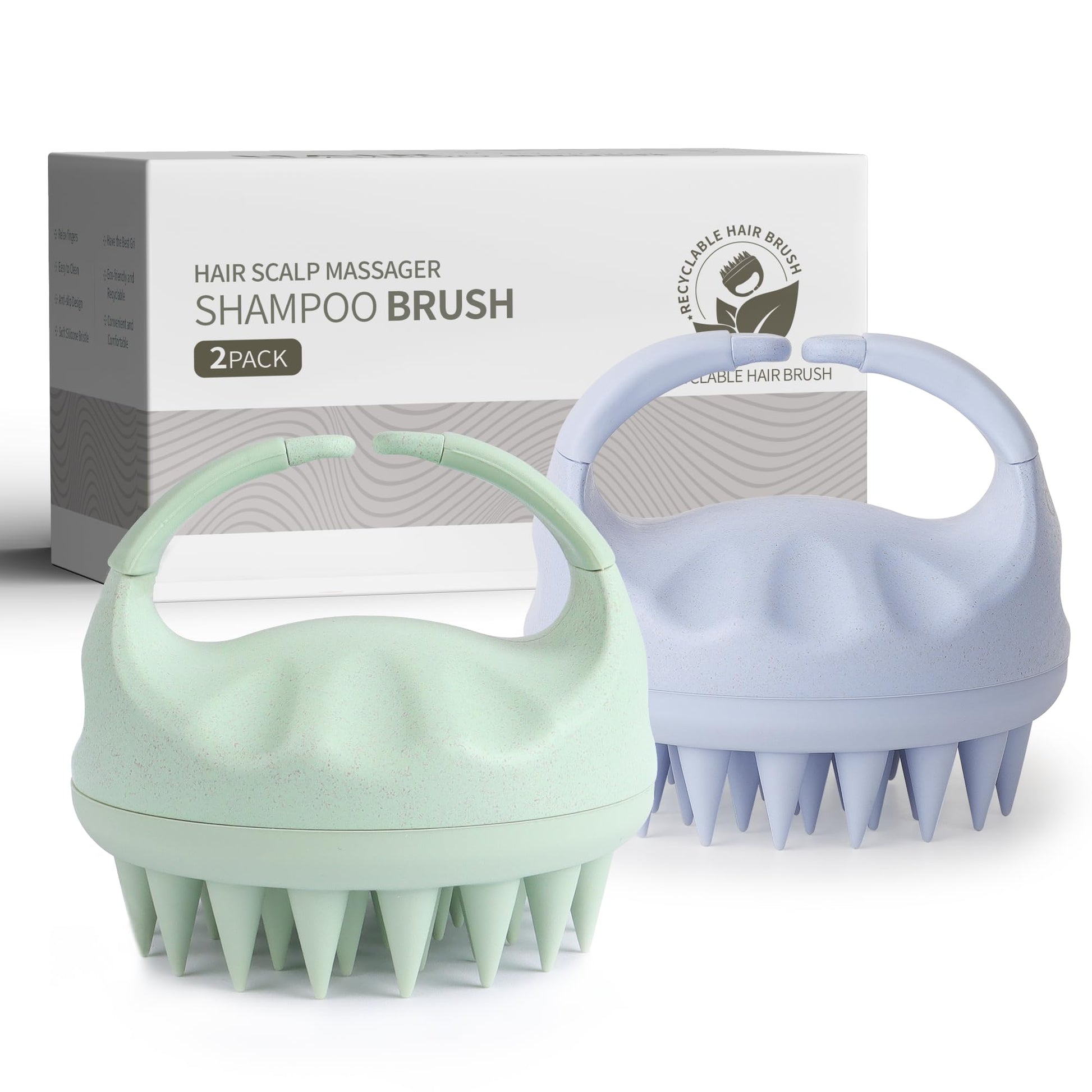 Buy now Sndyi Soft Silicone Scalp Massager for Dandruff Removal and Hair Growth - Wet Dry Scalp Exfoliator Brush for Scalp Care - Beige Green & Sky Blue at indiglob india