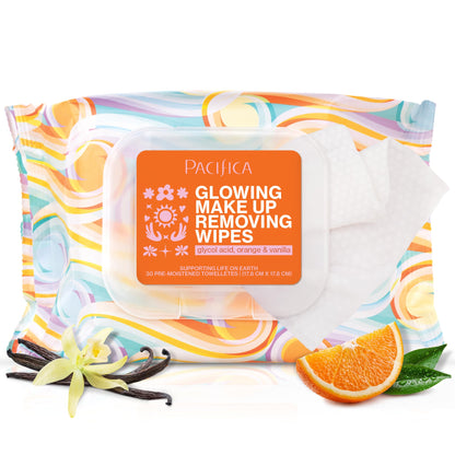Buy now Pacifica Glowing Makeup Remover Wipes – With Glycolic Acid for AHA Exfoliating and Facial Cleansing – No Rinse Face Cleaning Towelettes – Dermatologist Tested, Vegan & Cruelty-Free – 30 Pack at indiglob india