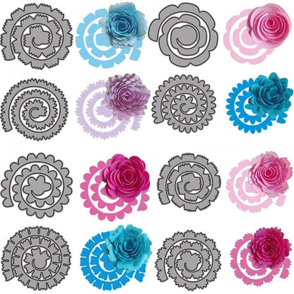 8Pcs 3D Flowers Spiral Metal Cutting Dies for Card Making DIY Scrapbooking Embossing Stencil Die Cuts Punch Template Mould Arts Crafts Metal Cutting Dies for Paper Crafting Handmade Crafts - My Store