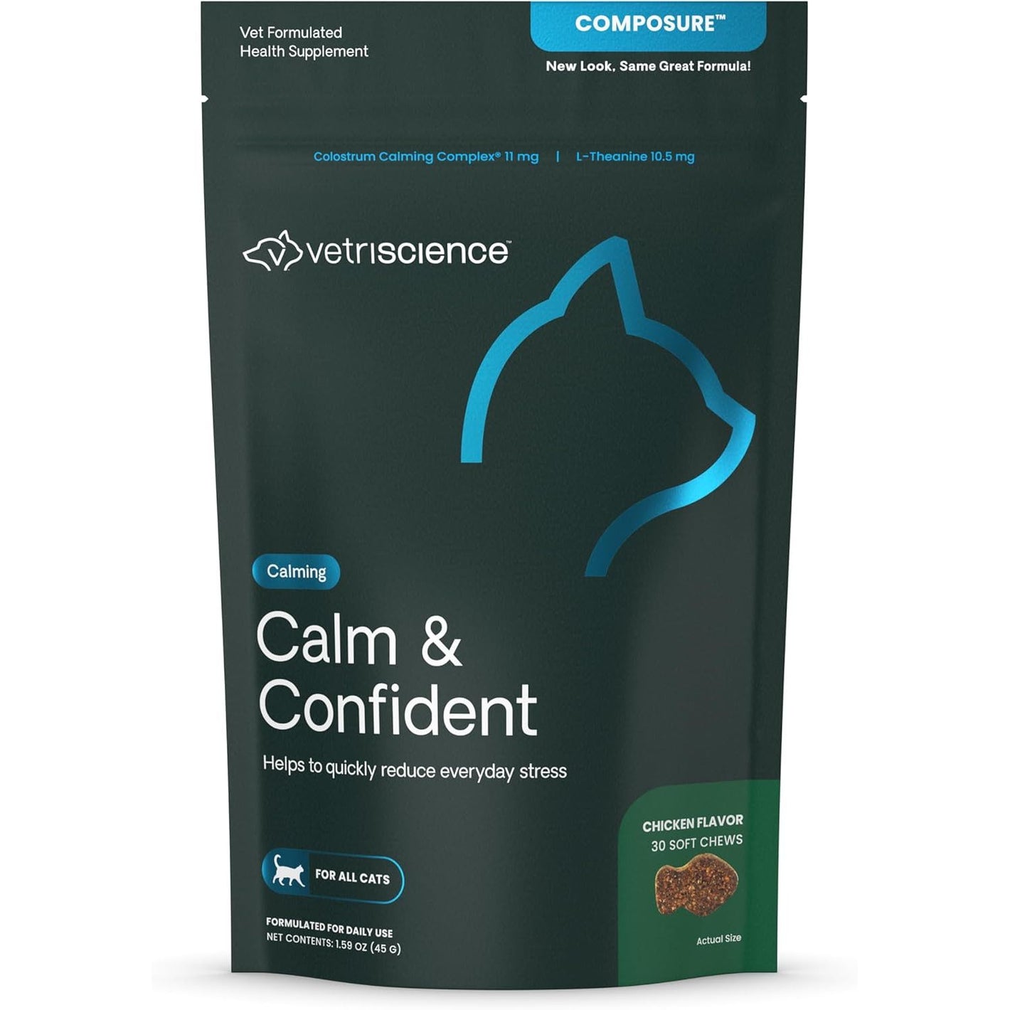 VetriScience Composure, Calming Formula for Cats, 30 Bite-Sized Chews
