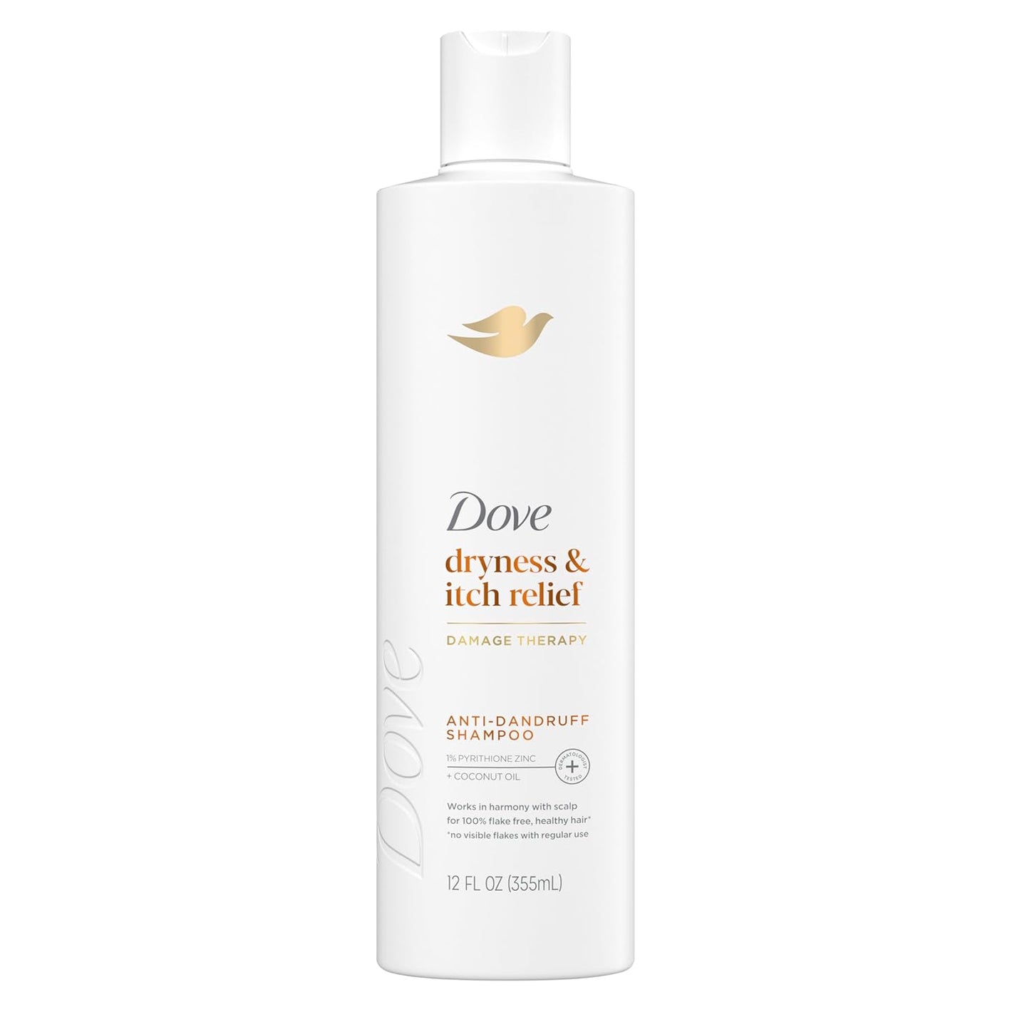 Dove Damage Therapy Derma Shampoo Dryness + Itch for Flaky Scalp with Pyrithione Zinc and Coconut Oil 12 Fl Oz