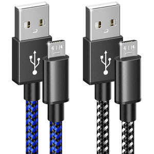 6amLifestyle PS4 Controller Charger Charging Cable, 2 Pack 10ft Extra Long Micro USB 2.0 Cable, Nylon Braided Cord, for PS4, PS4 Slim/Pro, Xbox One S/X Controller, Android Phones, Black+Blue