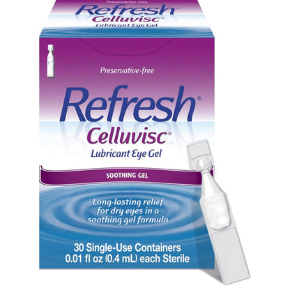 Refresh Celluvisc Lubricant Eye Gel For Dry Eyes, Preservative-Free Drops, 0.01 Fl Oz Single-Use Containers, 30 Count