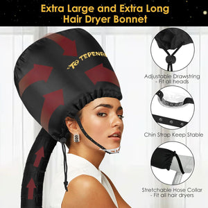 Bonnet Hair Dryer Attachment, Large - Black, Upgraded Soft Adjustable for Hand Held Hair Dryer, Fast Drying, Ideal for Natural Curly Textured Hair Care and Speeds Up Drying Time at Home