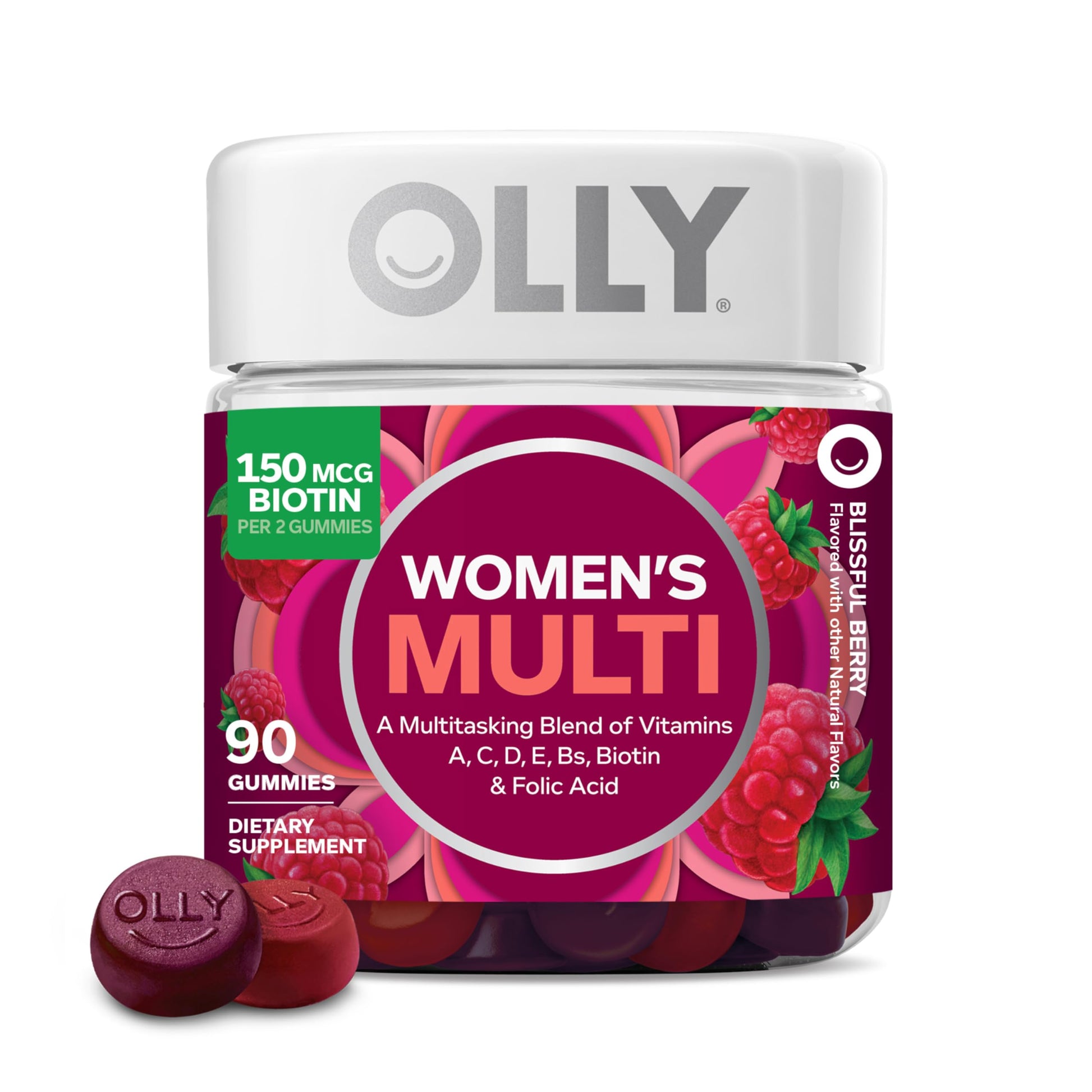 Buy now OLLY Women's Daily Multivitamin Gummy, Vitamins A, D, C, E, Biotin, Folic Acid, Adult Chewable Vitamin, Berry Flavor, 65 Day Supply - 130 Count at indiglob india