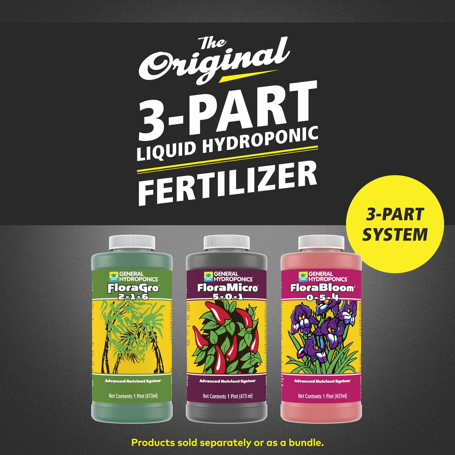 Buy now General Hydroponics FloraSeries Advanced Nutrient Fertilizer System, 3-Part Bundle with FloraMicro, FloraBloom and FloraGro, 16 oz. at indiglob india