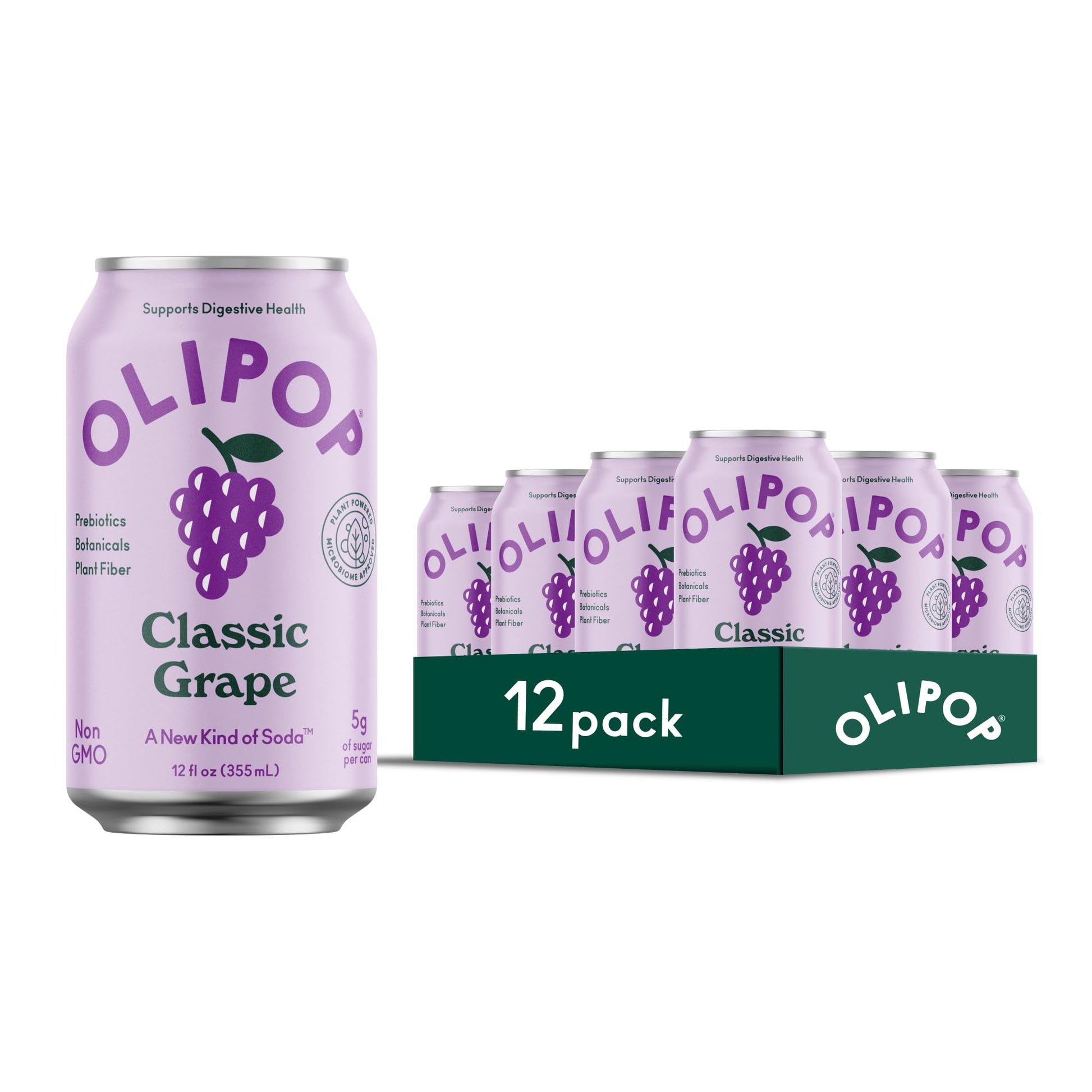 Buy now OLIPOP Prebiotic Soda Pop, SpongeBob Pineapple Paradise, Pantry Pack Packed with Prebiotics, Fiber, and Botanicals, Gluten Free, Vegan, GMO Free, 12oz Skinny Can (12-Cans) Classic Grape at indiglob india