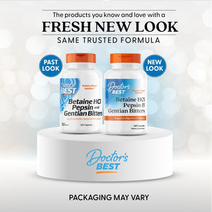 Doctor's Best Betaine HCI Pepsin & Gentian Bitters, Digestive Enzymes for Protein Breakdown & Absorption, Non-GMO, Gluten Free, 360 Count (Pack of 1)