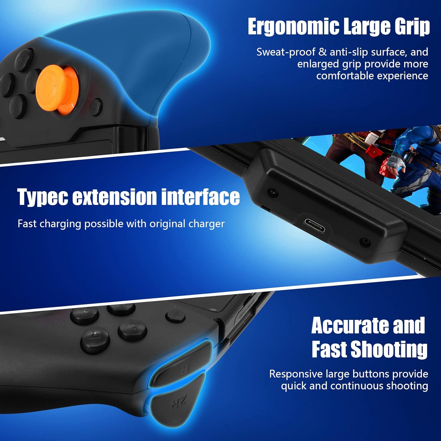 Buy now ECHZOVE Switch Controller Grip, Ergonomic Switch Controller with Six-Axis Gyroscope for Gravity Induction, Twin Motor Vibration, Power-Charging Input Port(NOT for Switch OLED) at indiglob india