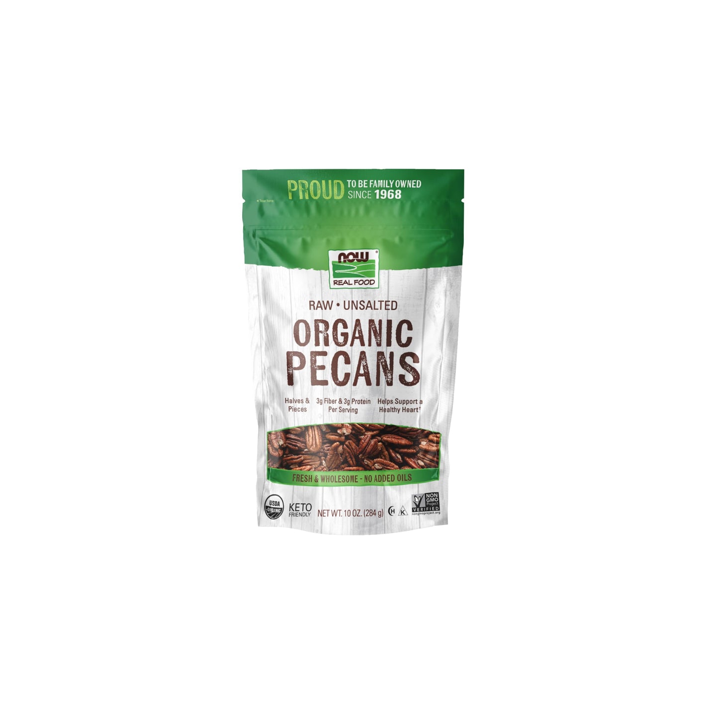 Buy now NOW Real Food, Raw, Unsalted, Organic Pecans, no added oils, 10 oz (284 g) at indiglob india