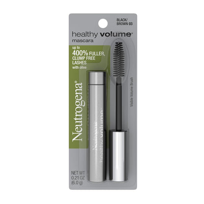 Neutrogena Healthy Volume Lash-Plumping Waterproof Mascara, Volumizing and Conditioning Mascara with Olive Oil to Build Fuller Lashes, Clump-, Smudge- and Flake-Free, Black/Brown 08, 0.21 oz
