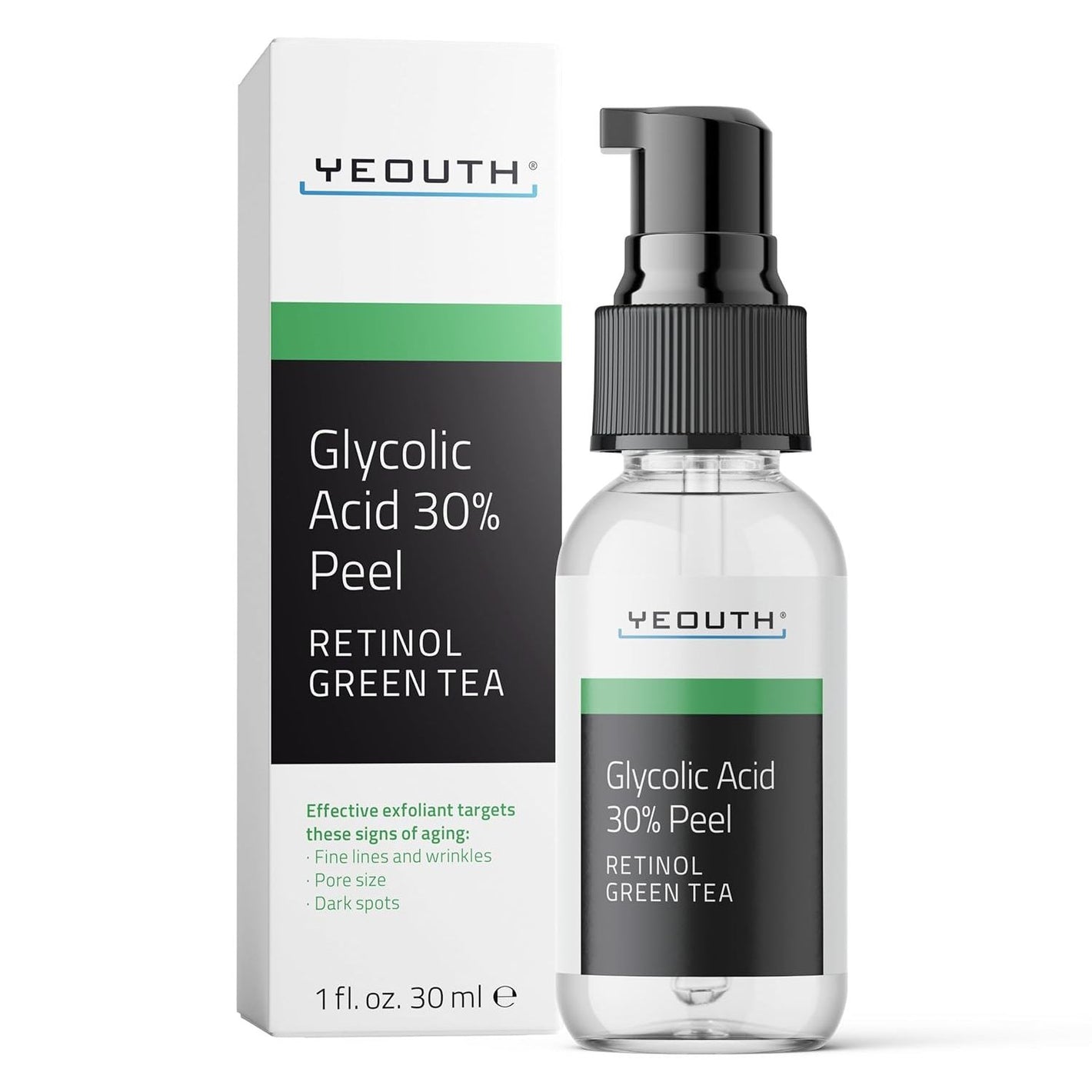 YEOUTH Glycolic Acid Peel for Face, At Home Exfoliator Aha 30% Glycolic Acid Face Peel with Retinol, Designed to Refresh & Smooth the Appearance of Skin 1oz