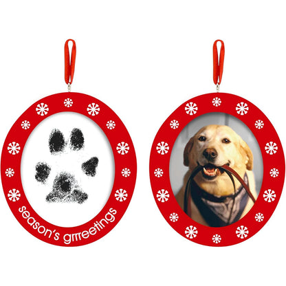 Pearhead Clay Pawprint Christmas Ornament, Pet Owner Holiday Gift, Dog or Cat Paw Print Keepsake, DIY Pawprint Hanging Ornament, Classic Red Ribbon