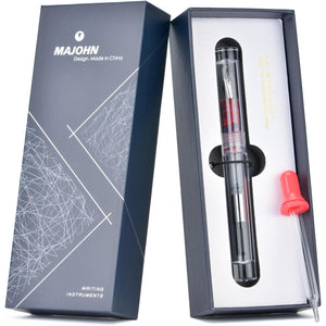 Lanxivi Majohn C1 Fountain Pen Extra Fine Nib, Clear Transparent Acrylic Resin, Mini Pocket Pen, Eyedropper,Cartridges and Converter Filling
