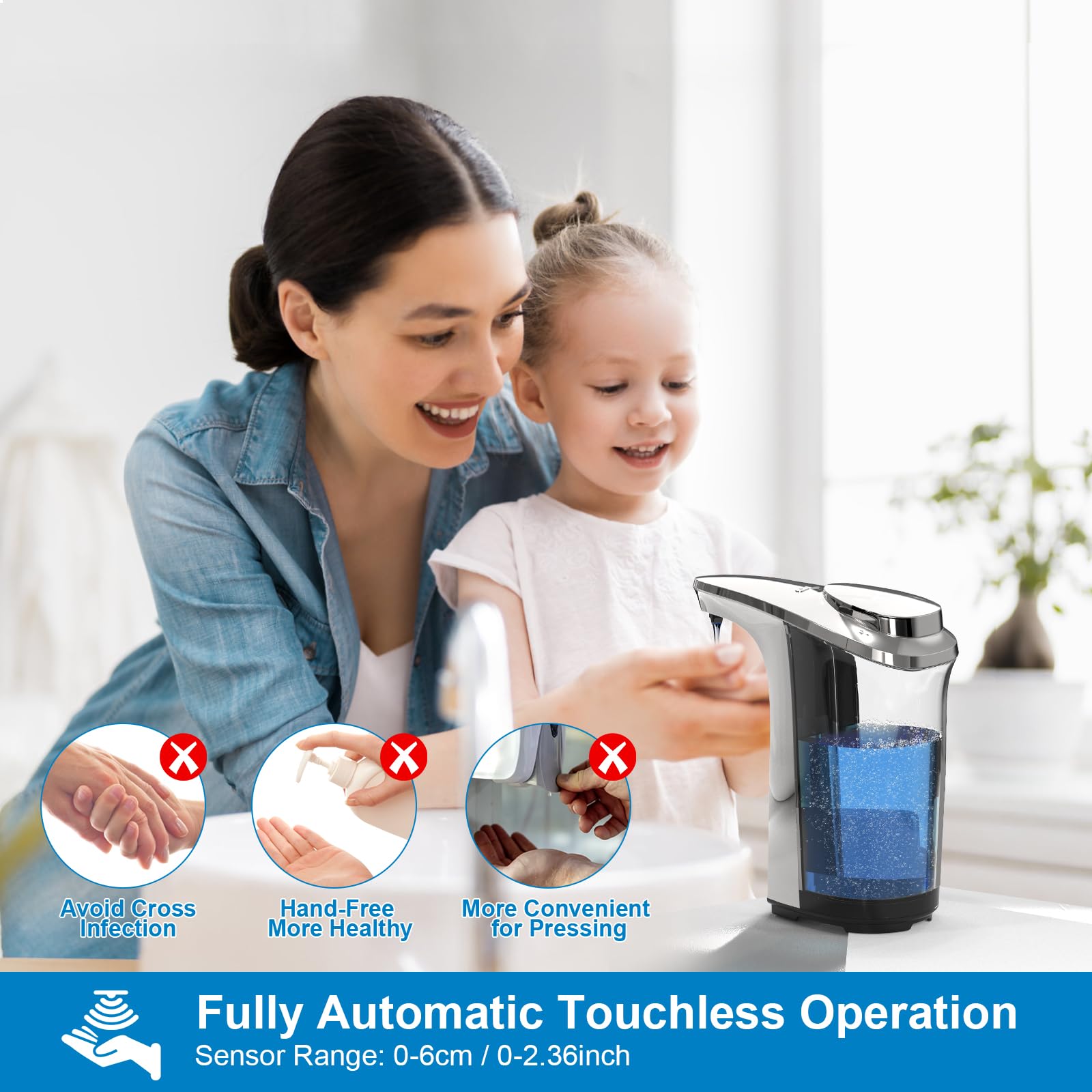 Buy now Automatic Soap Dispenser, Touchless Dish Soap Dispenser 17oz/500ml with Infrared Sensor, 5 Adjustable Soap Levels, Liquid Dispenser for Bathroom Kitchen (Silver) at indiglob india