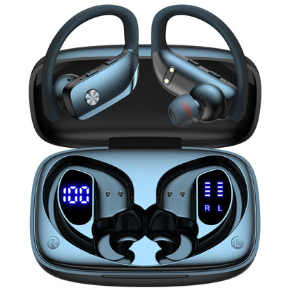 Buy now bmani Ear Buds Wireless Earbuds Bluetooth Headphones with 80H Playtime LED Display Case, Over-Ear Hook with Mic, Stereo Sound, Easy Button Controls, Sports Earphones for Running Workout Gym Black at indiglob india