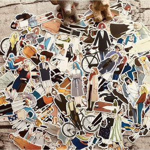 100 PCS Fashion Lovely Girls Stickers Waterproof Handbook DIY Craft Photo Album Scrapbook Journal Planner Motorcycle Car Laptop Luggage Water Bottle Paper Stickers