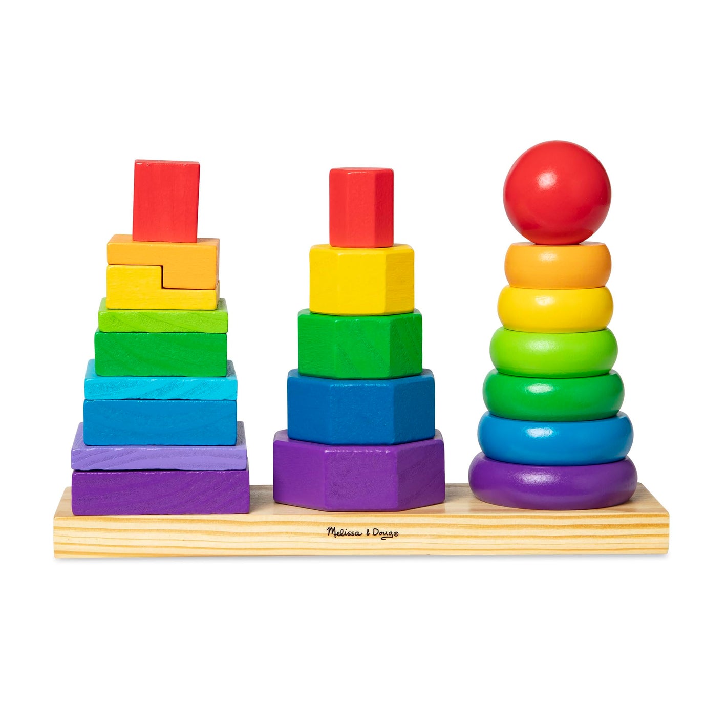 Buy now Melissa & Doug Geometric Stacker - Wooden Educational Toy,25 count(pack of 1) at indiglob india