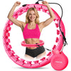 U1 Smart Weighted Hula Hoop – 30 Knots 19"–61" Adjustable Waist, Magnetic Lock with Spring Massage Heads, Infinity Hoop Plus Size for Adults & Kids, Ab Workout, Weight Loss, Abdominal Toner - Pink-30 Knots 61"