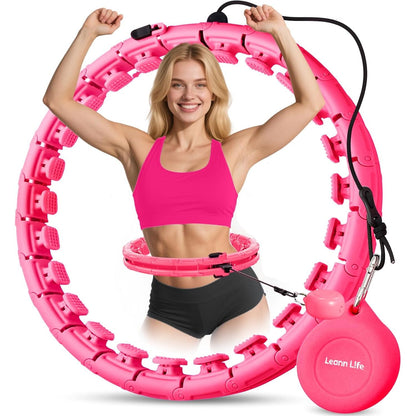 U1 Smart Weighted Hula Hoop – 30 Knots 19"–61" Adjustable Waist, Magnetic Lock with Spring Massage Heads, Infinity Hoop Plus Size for Adults & Kids, Ab Workout, Weight Loss, Abdominal Toner