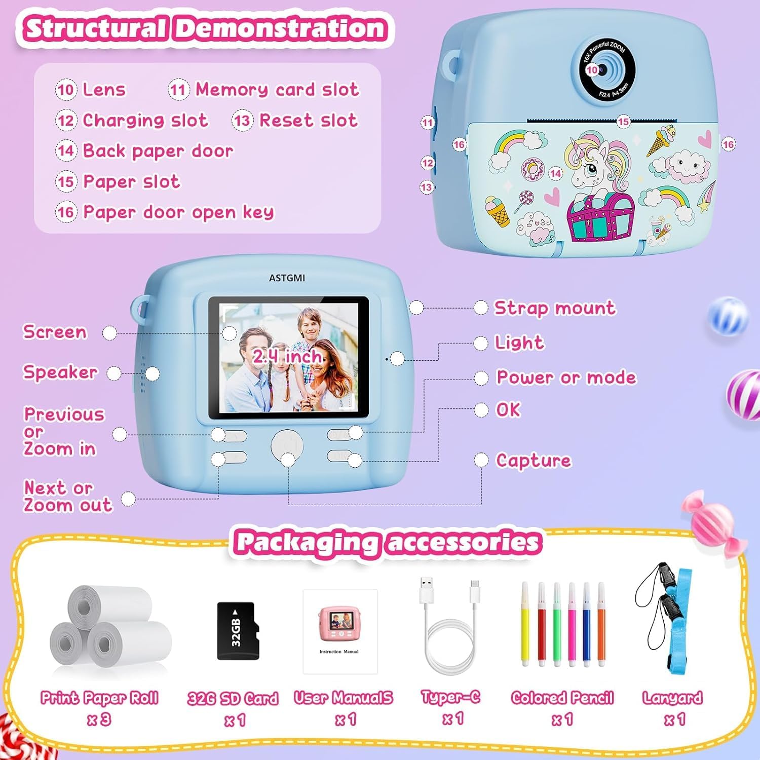 Buy now Kids Digital Camera - HD Upgrade for Girls & Boys Age 3-10 - 32GB SD Card, Silicone Cover, Christmas & Birthday Gifts at indiglob india