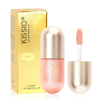 KISSIO Lip Plumper,Natural Lip Plumper for Day Use,Plumping Gloss Make Lips Fuller and Moisturizing 5.5ml,Lips Mask,Hydrating & Reduce Fine Lines,Beautiful Fuller