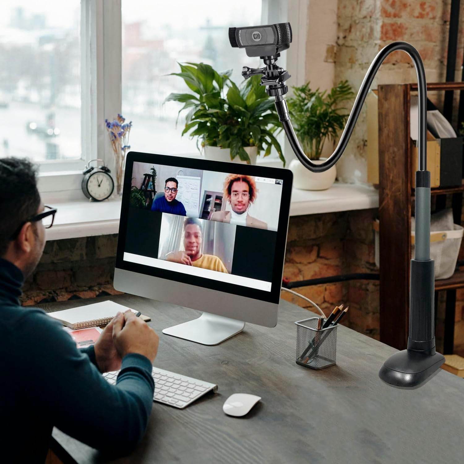 30 Inch Webcam Stand Camera Mount, Upgraded Thick Base Flexible Gooseneck Camera Stand Desk Webcam Mount Clamp for Logitech Webcams C930e C930 C920 C922x C922 Brio 4K C925e C615, Gopro Hero 8 7 6 5 4 - My Store