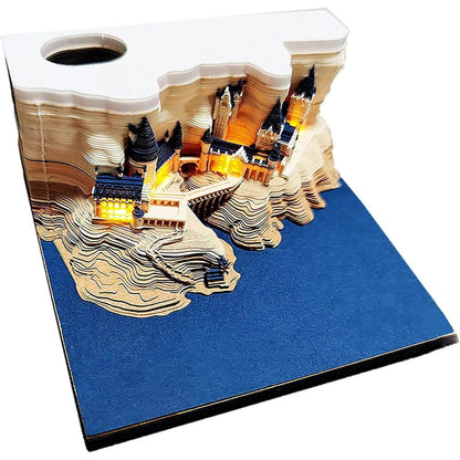 1Pc 160 Sheets Memo Pads Paper Art with Light, Castle 3D Stick Notes Convenience Stickers Papers Card Craft, Original DIY Post Notes Notepad - My Store