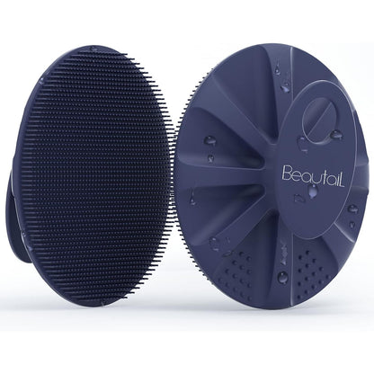 Silicone Body Scrubber Shower Bath Wash Brush Gentle Exfoliating Scrub Cleansing Loofah for Women Men Baby Sensitive Skin, Easy to Clean, Lather Nicely, More Hygienic, 1 Pack, Black