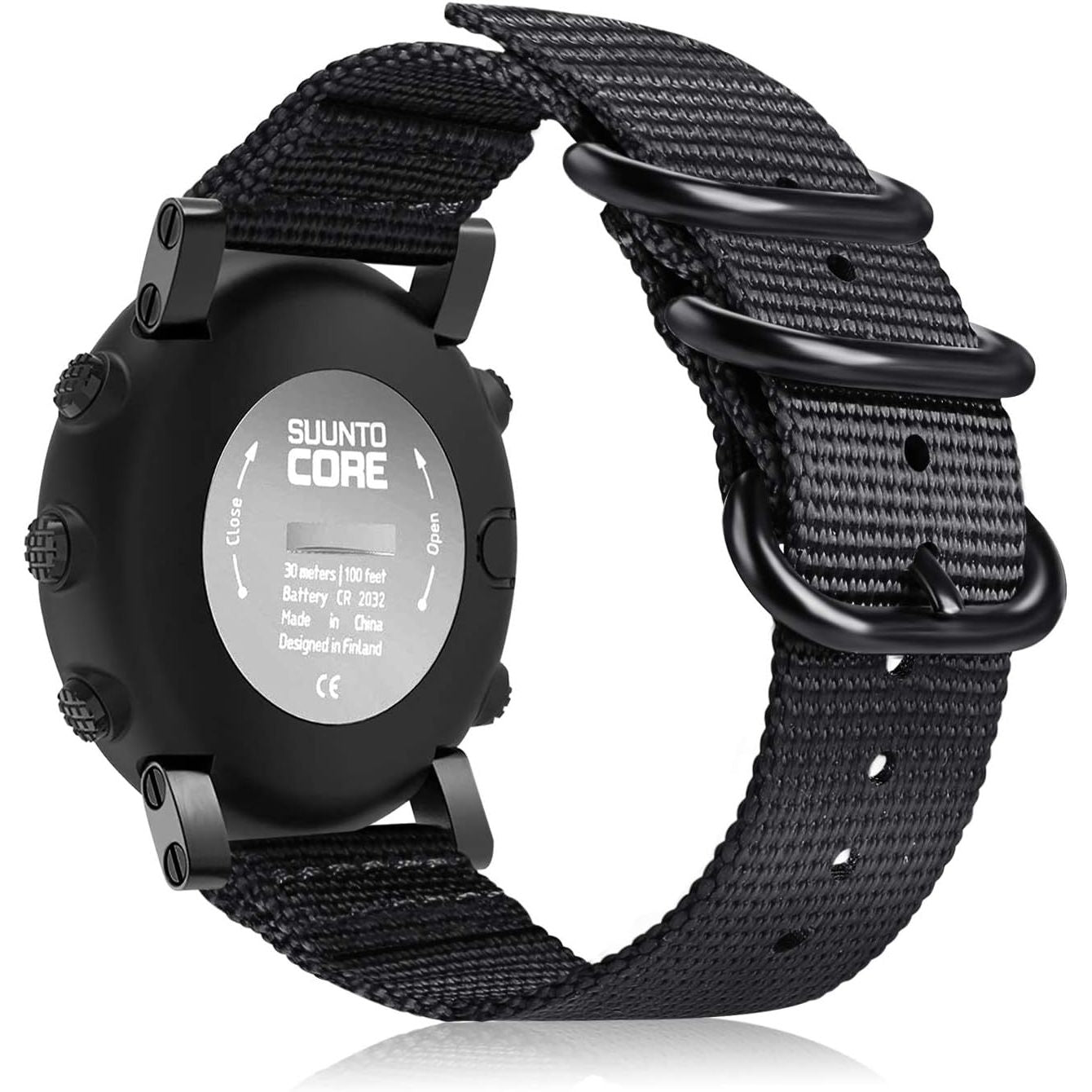 FINTIE Watch Band Compatible with Suunto Core, Premium Woven Nylon Replacement Sport Strap with Metal Buckle Compatible with Suunto Core Smart Watch (Black)