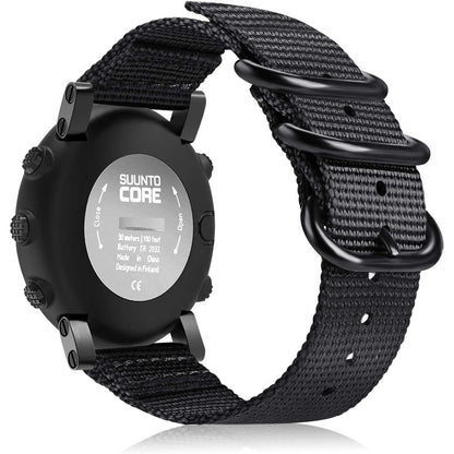 FINTIE Watch Band Compatible with Suunto Core, Premium Woven Nylon Replacement Sport Strap with Metal Buckle Compatible with Suunto Core Smart Watch (Black)