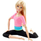 Barbie Made To Move Doll, Ultra-Posable, 22 Points To Bend, Black Leggings, Color-Blocked Top, Long Blond Hair