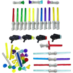 Brick Loot Light Saber & Blaster Weapons Pack, 75+ Mini Accessories for Lego Minifigures, Star Wars Building Set, Compatible with Major Brands, Includes Swords, Sabers, Guns for Kids & Adults Ages 6+