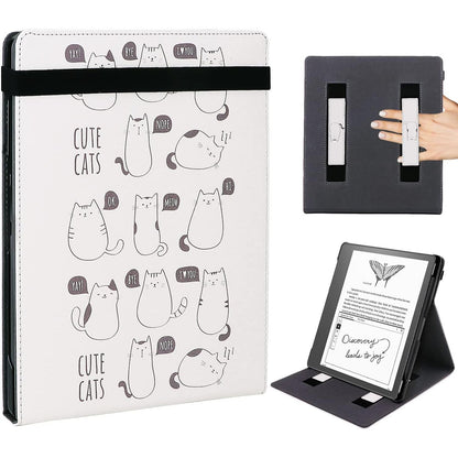 WALNEW Flip Case for 10.2-inch Kindle Scribe 2024/2022 Released, Two Hand Straps and Vertical Multi-Viewing Stand Cover with Auto Wake/Sleep for 10.2” Amazon Kindle Scribe E-Reader(Gray)